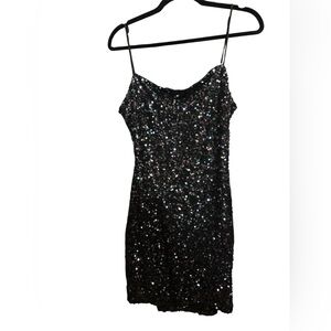 B Darlin Bow Back Sequin Dress